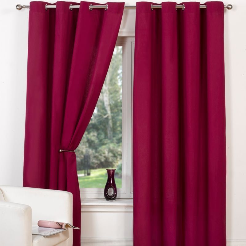 Canvas Eyelet Curtains (45" Width x 54" Drop) - Raspberry